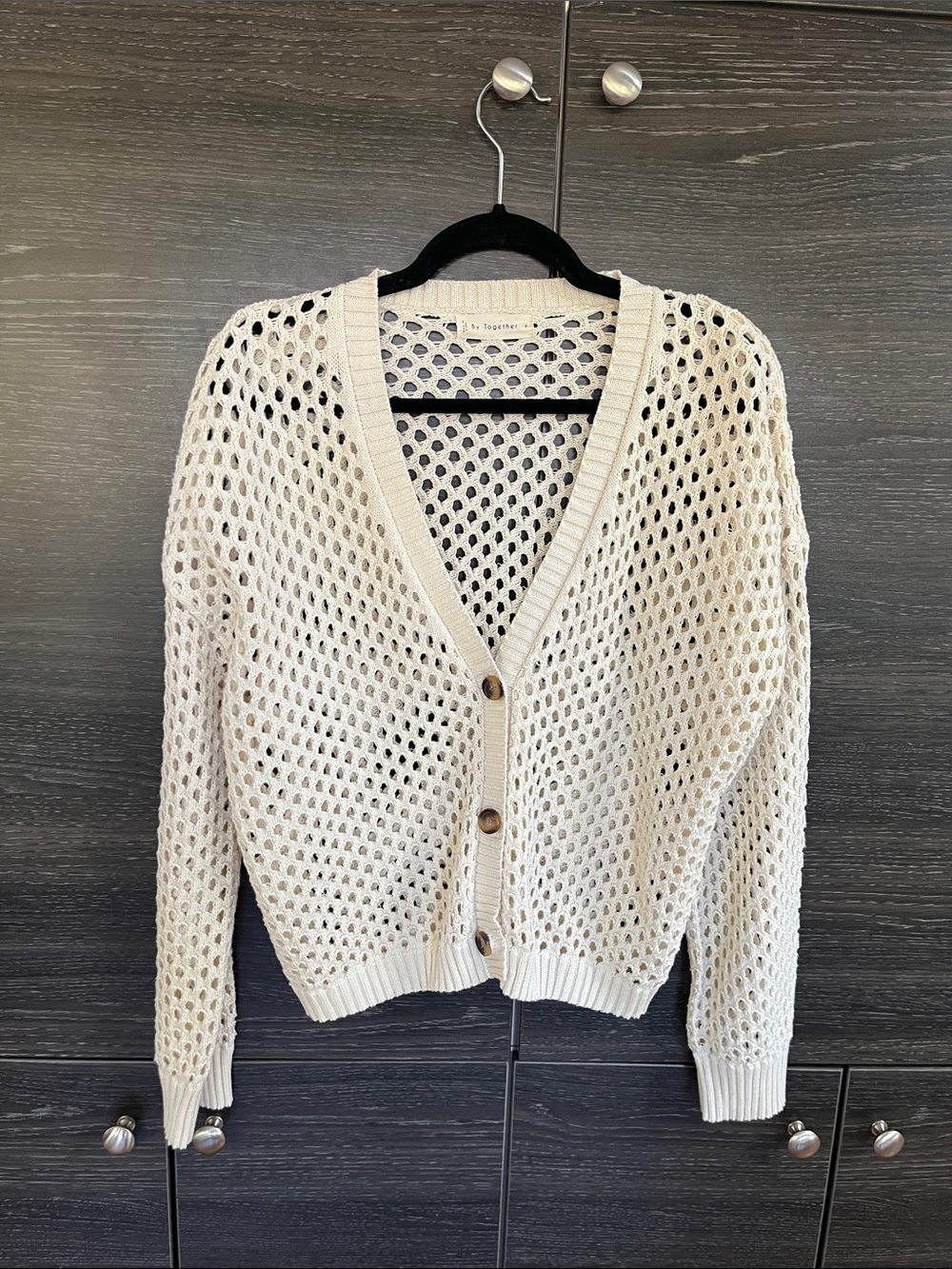 NWOT By Together Cotton Pointelle Knit Cardigan L